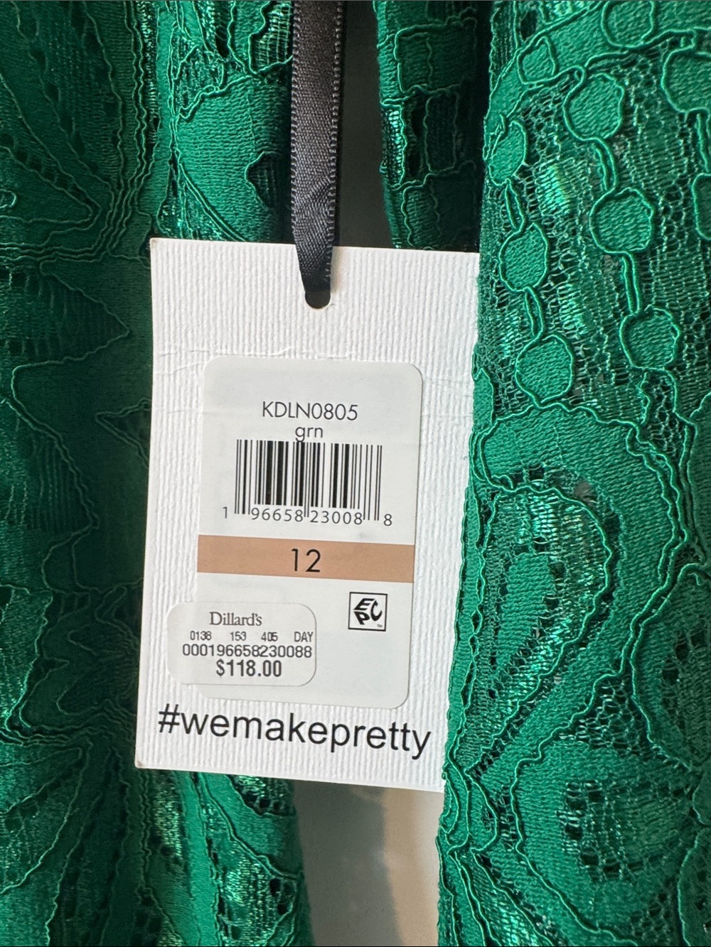 Kensie Emerald Green Lace Shift Midi Dress - Picture 3 of 5